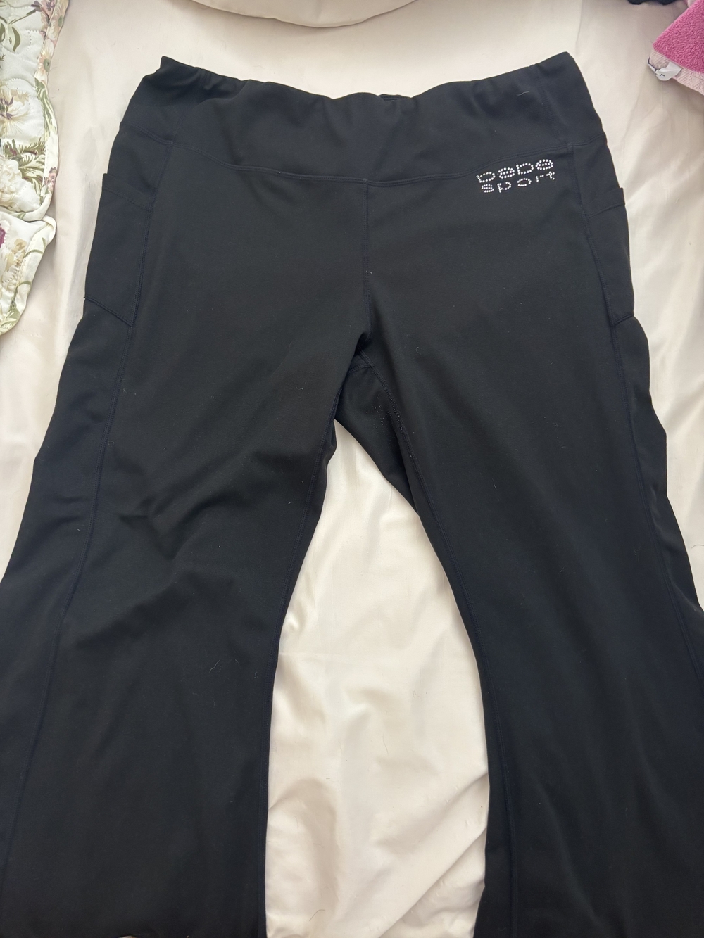 Bebe Sport Womens Black Athletic Leggings